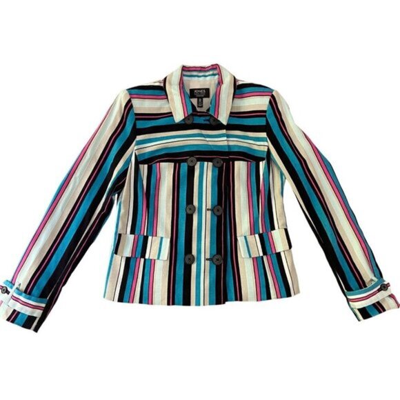 Vintage Style Jones NewYork Striped Blazer 8 Bold Statement Jacket Gallery Event - Picture 4 of 14
